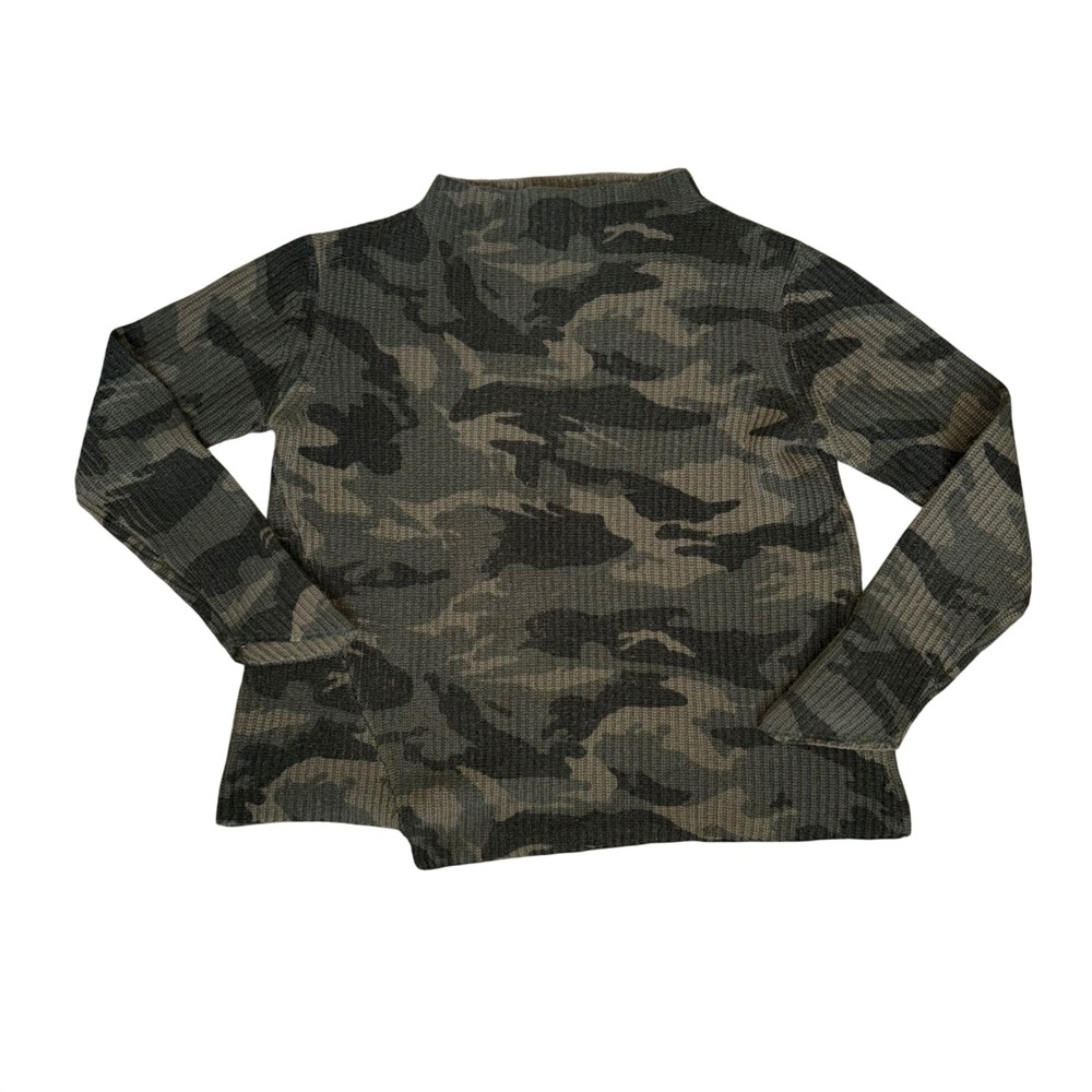 Generation Love Camo Mock Neck Sweater Womens Medium Green Wool Cashmere Exc